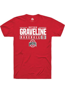 Matthew Graveline  Ohio State Buckeyes Red Rally NIL Stacked Box Short Sleeve T Shirt