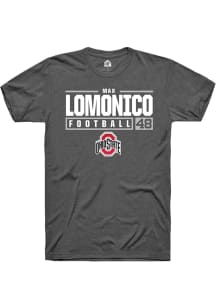 Max Lomonico  Ohio State Buckeyes Dark Grey Rally NIL Stacked Box Short Sleeve T Shirt