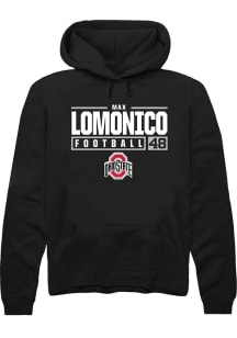 Max Lomonico Rally Mens Black Ohio State Buckeyes NIL Stacked Box Hooded Sweatshirt