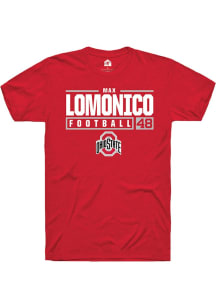 Max Lomonico  Ohio State Buckeyes Red Rally NIL Stacked Box Short Sleeve T Shirt