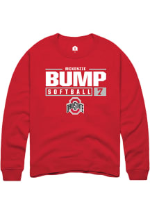 McKenzie Bump  Rally Ohio State Buckeyes Mens Red NIL Stacked Box Long Sleeve Crew Sweatshirt