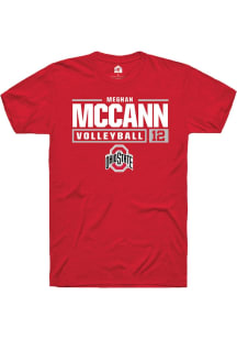 Meghan Mccann Red Ohio State Buckeyes NIL Stacked Box Short Sleeve T Shirt