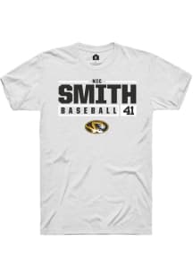 Nic Smith  Missouri Tigers White Rally NIL Stacked Box Short Sleeve T Shirt