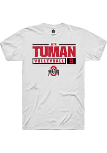 Mia Tuman  Ohio State Buckeyes White Rally NIL Stacked Box Short Sleeve T Shirt