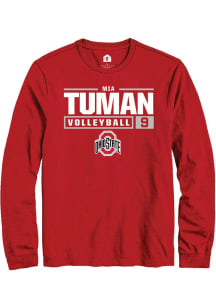 Mia Tuman  Ohio State Buckeyes Red Rally NIL Stacked Box Long Sleeve T Shirt