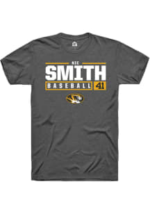 Nic Smith  Missouri Tigers Dark Grey Rally NIL Stacked Box Short Sleeve T Shirt