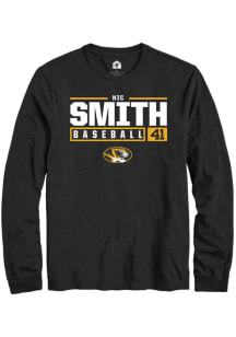 Nic Smith  Missouri Tigers Black Rally NIL Stacked Box Long Sleeve T Shirt
