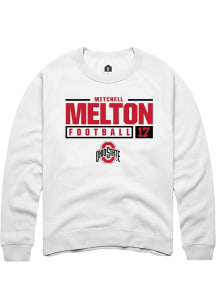 Mitchell Melton Rally Mens White Ohio State Buckeyes NIL Stacked Box Crew Sweatshirt