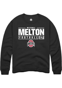 Mitchell Melton Rally Mens Black Ohio State Buckeyes NIL Stacked Box Crew Sweatshirt