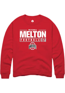 Mitchell Melton Rally Mens Red Ohio State Buckeyes NIL Stacked Box Crew Sweatshirt