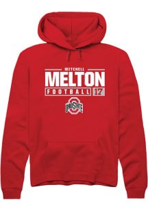 Mitchell Melton Rally Mens Red Ohio State Buckeyes NIL Stacked Box Hooded Sweatshirt