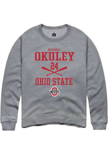 Mitchell Okuley Rally Mens Graphite Ohio State Buckeyes NIL Stacked Box Crew Sweatshirt