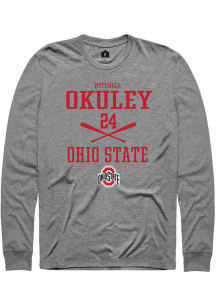 Mitchell Okuley Rally Mens Graphite Ohio State Buckeyes NIL Stacked Box Tee