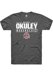 Mitchell Okuley Dark Grey Ohio State Buckeyes NIL Stacked Box Short Sleeve T Shirt