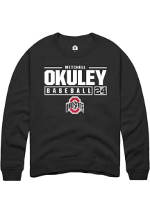 Mitchell Okuley Rally Mens Black Ohio State Buckeyes NIL Stacked Box Crew Sweatshirt