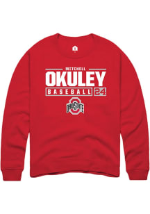 Mitchell Okuley Rally Mens Red Ohio State Buckeyes NIL Stacked Box Crew Sweatshirt