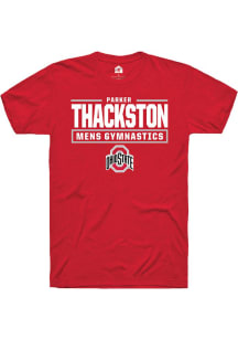 Parker Thackston  Ohio State Buckeyes Red Rally NIL Stacked Box Short Sleeve T Shirt