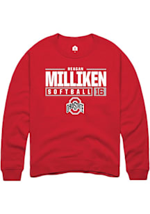 Reagan Milliken  Rally Ohio State Buckeyes Mens Red NIL Stacked Box Long Sleeve Crew Sweatshirt