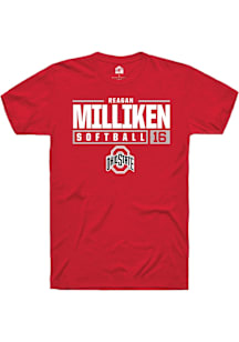 Reagan Milliken  Ohio State Buckeyes Red Rally NIL Stacked Box Short Sleeve T Shirt