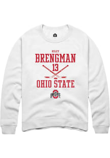 Riley Brengman Rally Mens White Ohio State Buckeyes NIL Sport Icon Crew Sweatshirt