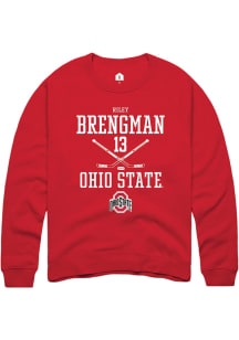 Riley Brengman Rally Mens Red Ohio State Buckeyes NIL Sport Icon Crew Sweatshirt