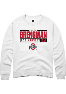 Riley Brengman Rally Mens White Ohio State Buckeyes NIL Stacked Box Crew Sweatshirt