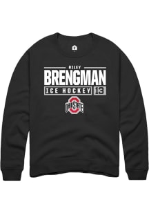 Riley Brengman Rally Mens Black Ohio State Buckeyes NIL Stacked Box Crew Sweatshirt