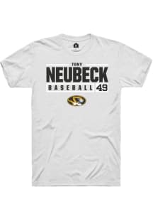 Tony Neubeck  Missouri Tigers White Rally NIL Stacked Box Short Sleeve T Shirt