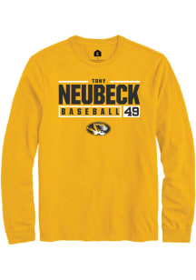 Tony Neubeck  Missouri Tigers Gold Rally NIL Stacked Box Long Sleeve T Shirt
