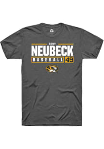 Tony Neubeck  Missouri Tigers Dark Grey Rally NIL Stacked Box Short Sleeve T Shirt