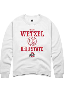 Shane Wetzel Rally Mens White Ohio State Buckeyes NIL Sport Icon Crew Sweatshirt