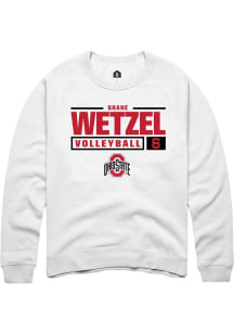 Shane Wetzel Rally Mens White Ohio State Buckeyes NIL Stacked Box Crew Sweatshirt