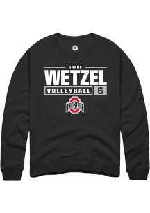 Shane Wetzel Rally Mens Black Ohio State Buckeyes NIL Stacked Box Crew Sweatshirt