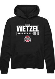 Shane Wetzel Rally Mens Black Ohio State Buckeyes NIL Stacked Box Hooded Sweatshirt