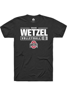Shane Wetzel  Ohio State Buckeyes Black Rally NIL Stacked Box Short Sleeve T Shirt