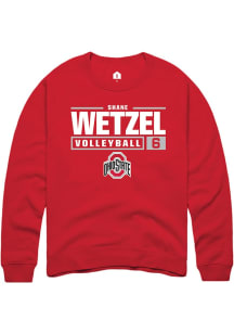 Shane Wetzel Rally Mens Red Ohio State Buckeyes NIL Stacked Box Crew Sweatshirt