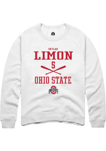 Skylar Limon Rally Mens White Ohio State Buckeyes NIL Sport Icon Crew Sweatshirt
