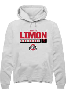 Skylar Limon Rally Mens White Ohio State Buckeyes NIL Stacked Box Hooded Sweatshirt