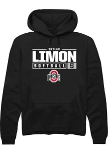 Skylar Limon Rally Mens Black Ohio State Buckeyes NIL Stacked Box Hooded Sweatshirt
