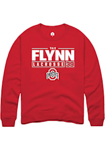 Taji Flynn  Rally Ohio State Buckeyes Mens Red NIL Stacked Box Long Sleeve Crew Sweatshirt