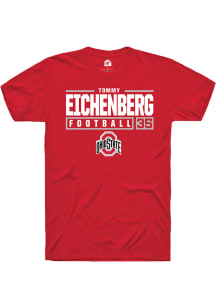 Tommy Eichenberg  Ohio State Buckeyes Red Rally NIL Stacked Box Short Sleeve T Shirt