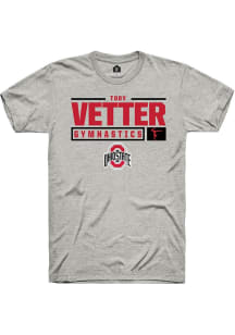Tory Vetter Ash Ohio State Buckeyes NIL Stacked Box Short Sleeve T Shirt