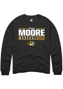 Tucker Moore  Rally Missouri Tigers Mens Black NIL Stacked Box Long Sleeve Crew Sweatshirt