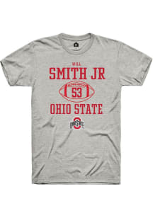 Will Smith Jr. Ash Ohio State Buckeyes NIL Sport Icon Short Sleeve T Shirt
