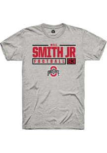 Will Smith Jr. Ash Ohio State Buckeyes NIL Stacked Box Short Sleeve T Shirt