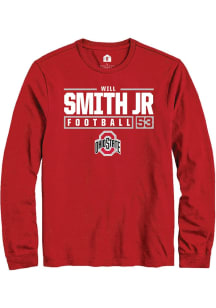 Will Smith Jr. Rally Mens Red Ohio State Buckeyes NIL Stacked Box Tee