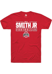 Will Smith Jr. Red Ohio State Buckeyes NIL Stacked Box Short Sleeve T Shirt