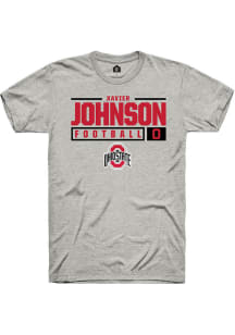 Xavier Johnson  Ohio State Buckeyes Ash Rally NIL Stacked Box Short Sleeve T Shirt