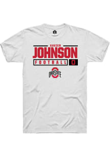 Xavier Johnson  Ohio State Buckeyes White Rally NIL Stacked Box Short Sleeve T Shirt