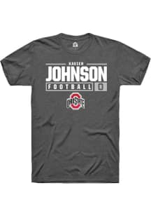 Xavier Johnson  Ohio State Buckeyes Dark Grey Rally NIL Stacked Box Short Sleeve T Shirt